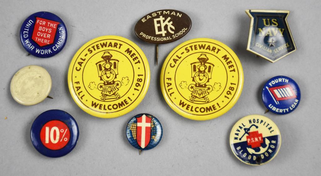 Vintage Pinback Lot, WWI to 1980s, Navy, Kodak Plus (1 of 4)