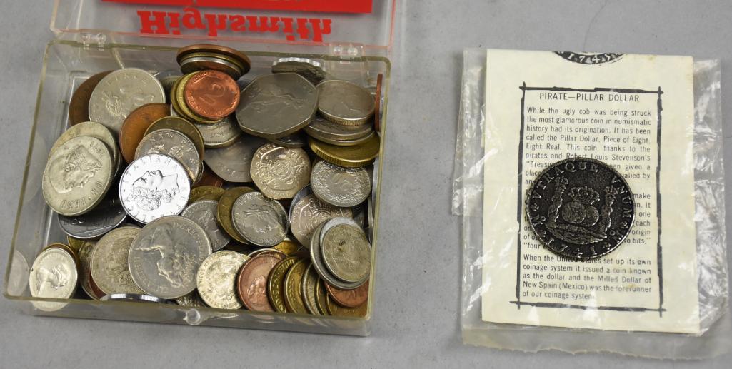 Large Lot Vintage Foreign Coin Lot, Pirate Pillar (1 of 6)