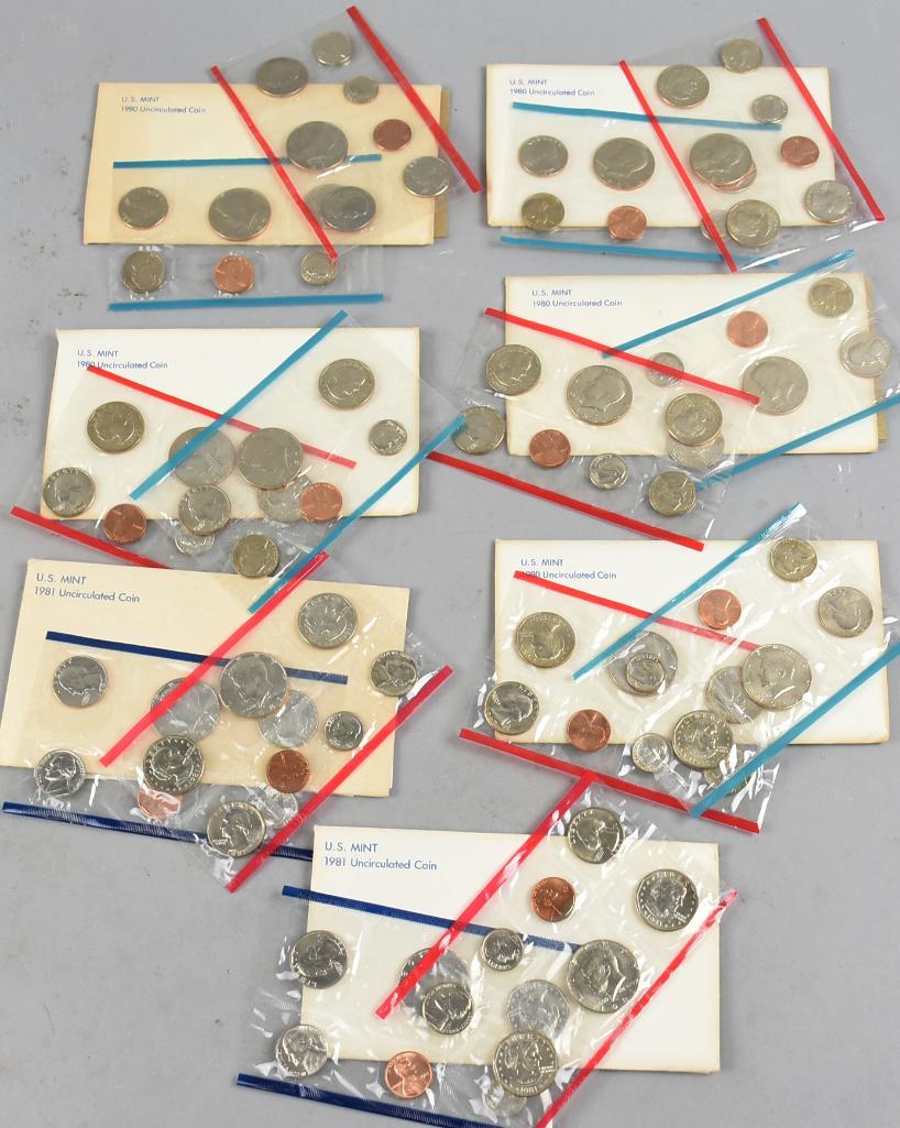 (7) 1980-81 US Mint Uncirculated Coin Sets, P & D (1 of 4)