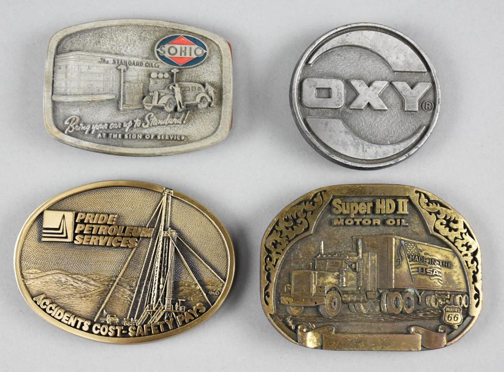 (4) Vintage Misc Oil Industry Brass Belt Buckles (1 of 4)