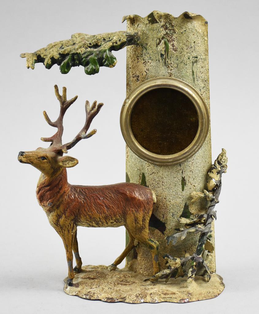 Antique German Cast Metal Deer Figural Clock Case (1 of 5)