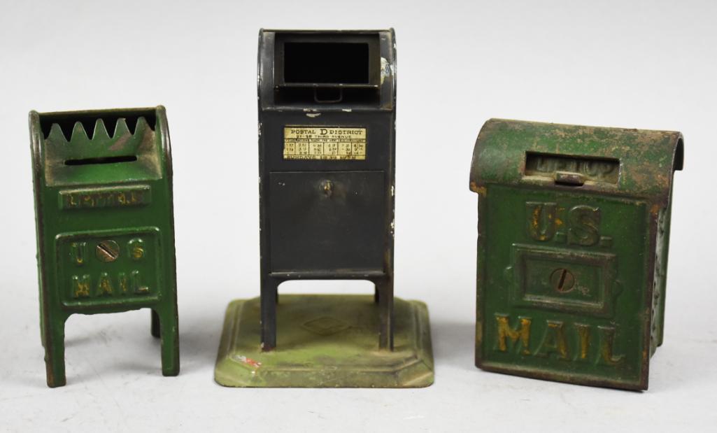 Antique US Mailbox Cast Iron/Steel Still Banks (1 of 4)