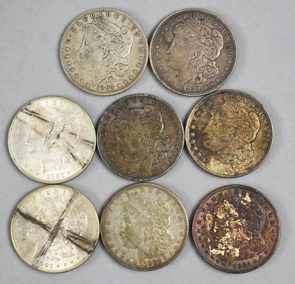 (8) 1885-1921 Morgan Silver Dollars (1 of 3)