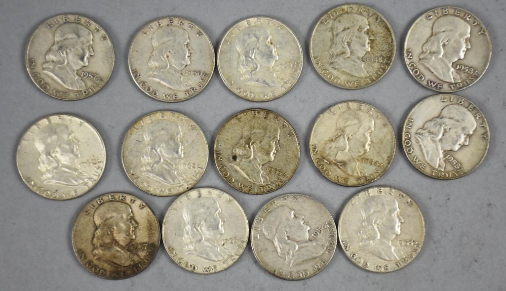 (14) Pre 1964 Franklin Half Dollars (1 of 3)