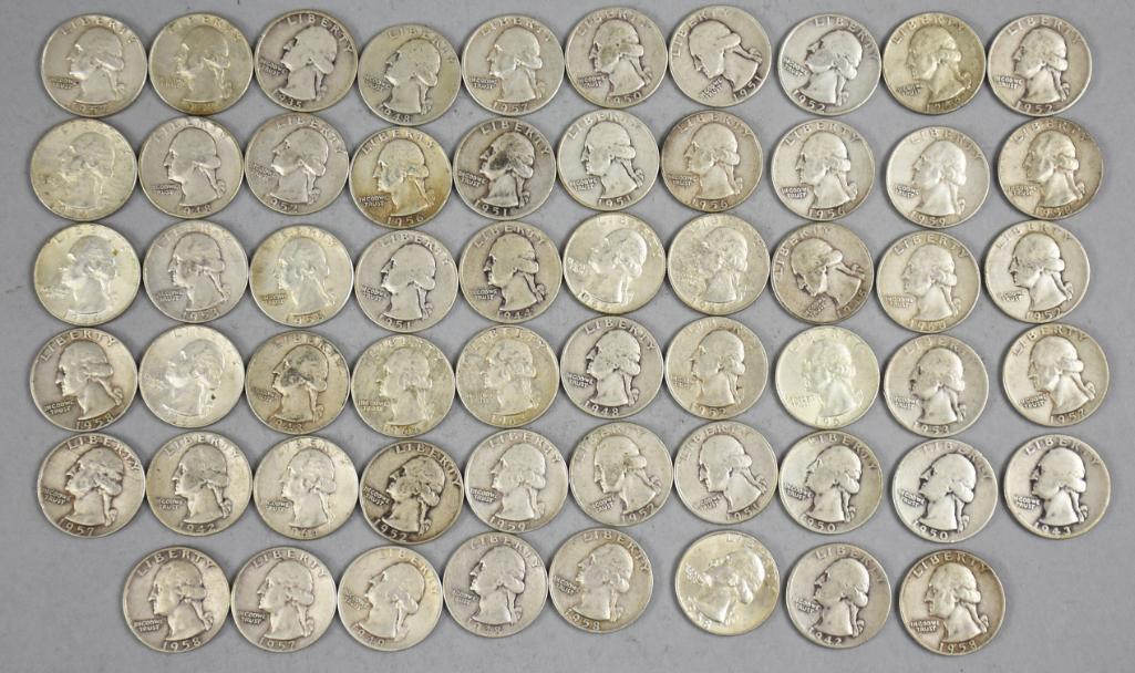 (58) 1930s-60s Washington Silver Quarters (1 of 5)