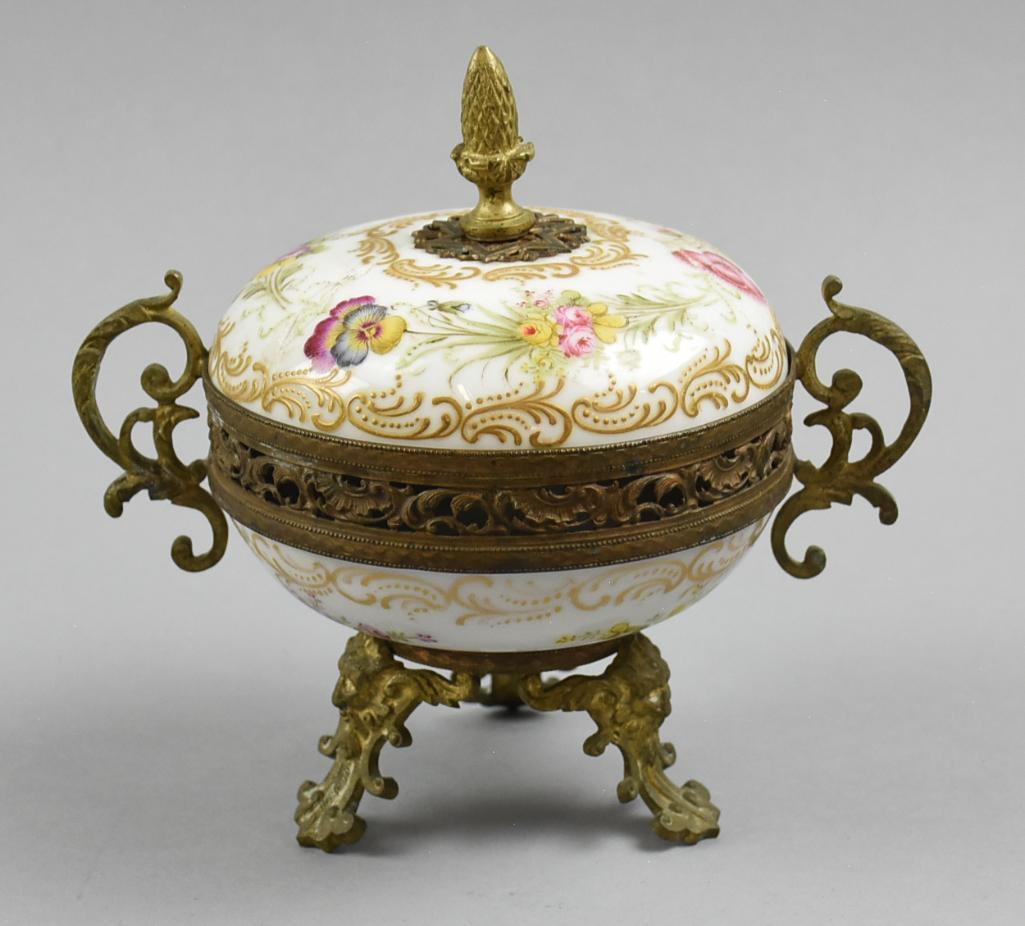 19thC Sevres Style Porcelain & Ormolu Lidded Sweetmeat (1 of 9)