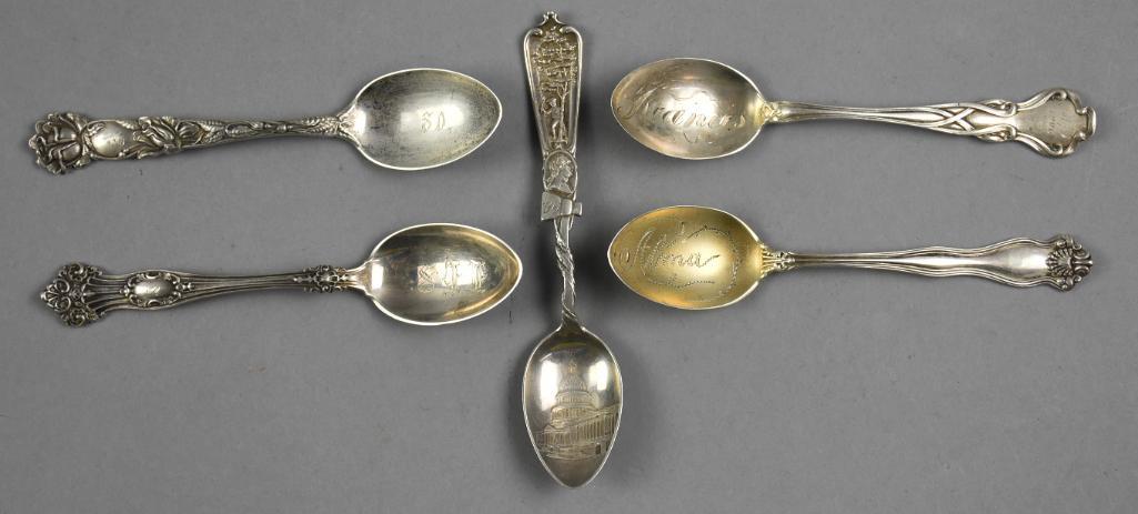 (5) Sterling Collector Spoons, Alvin, Wallace & More (1 of 6)