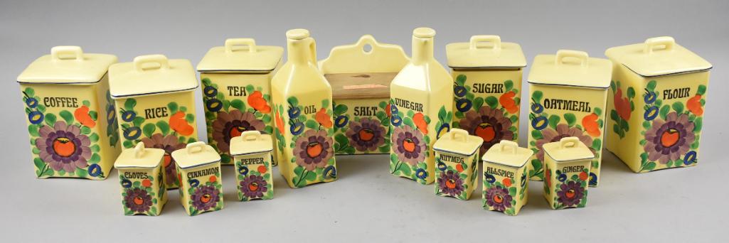 Art Deco Czech Hand Painted Ceramic Canister Set (1 of 9)