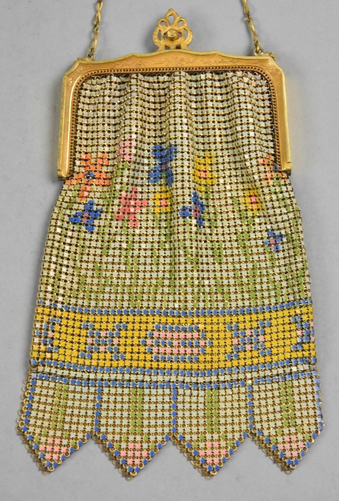 c1920 Whiting & Davis Art Deco Enameled Mesh Purse (1 of 9)