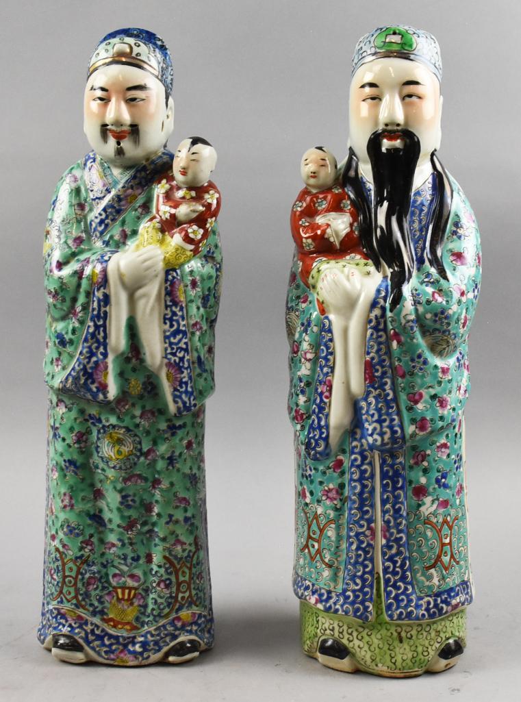 Pair Large Chinese Porcelain Famille Rose Immortal (1 of 19)