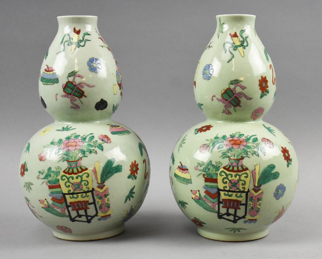 c1970 Jingdezhen Make Double Gourd Porcelain Vases (1 of 7)