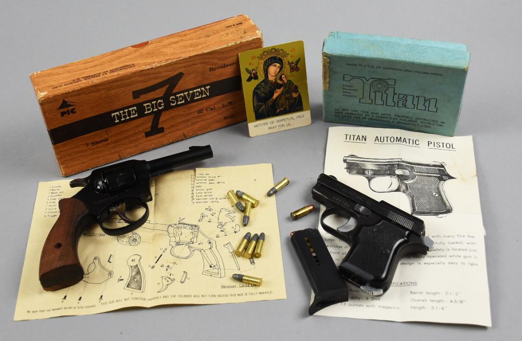 Pair Vintage Handguns, PIC 22 Caliber & Titan 25 (1 of 10)