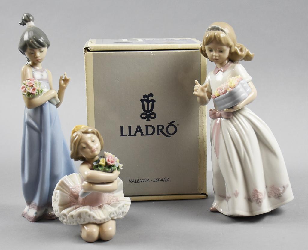 (3) Retired Lladro Figurines, Flower Girls (1 of 8)