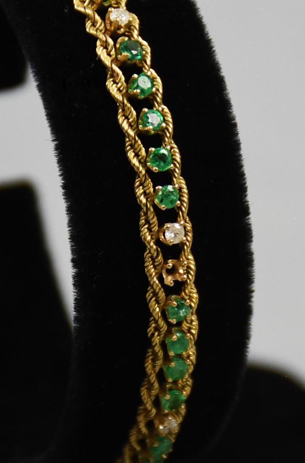 Vintage 14K Gold, Emerald & Diamond Bracelet (1 of 5)