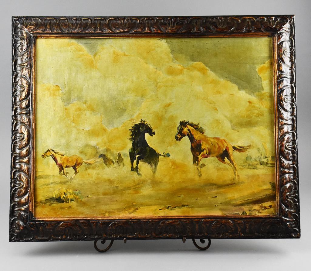 Mid Century Rico Tomaso Wild Mustangs on Canvas (1 of 3)