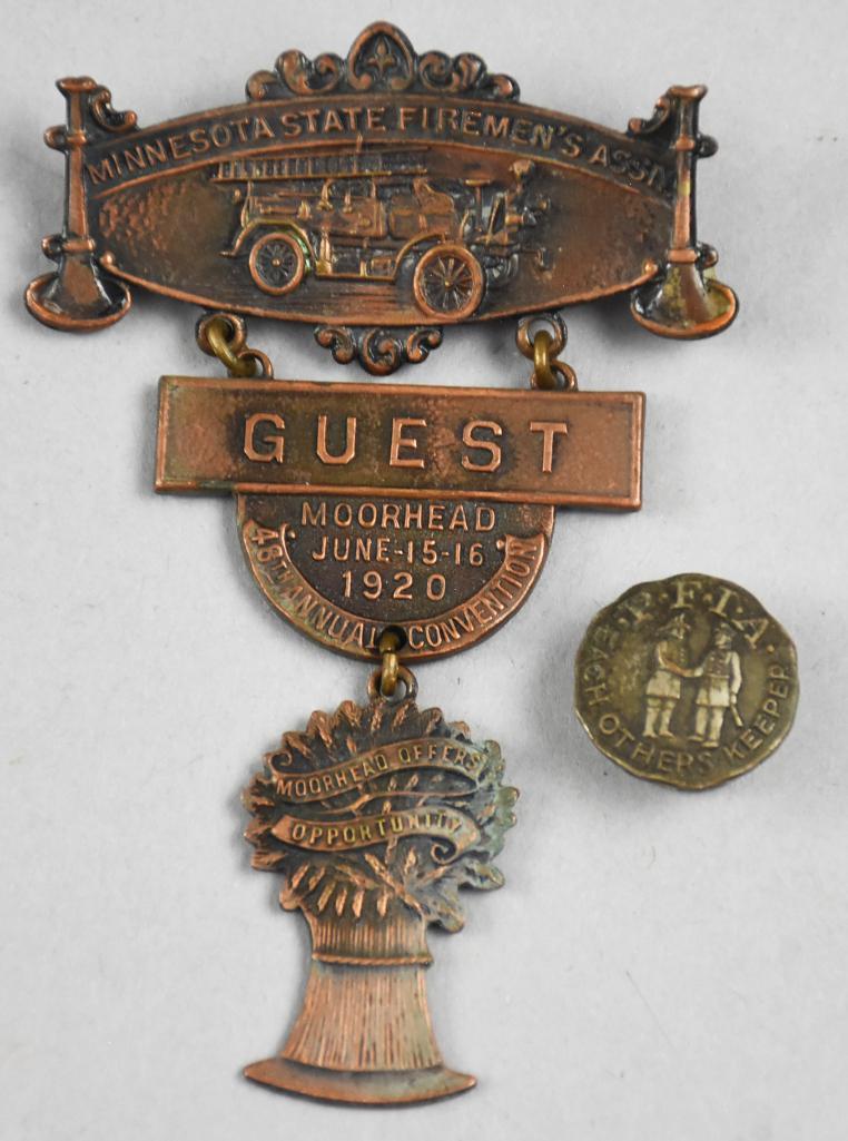 1920 Firemen's Association Badge, Police/Firemen Button (1 of 7)