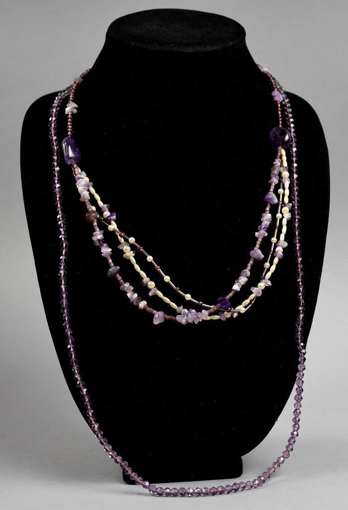 Amethyst Beads & Freshwater Pearl Necklace Lot (1 of 5)