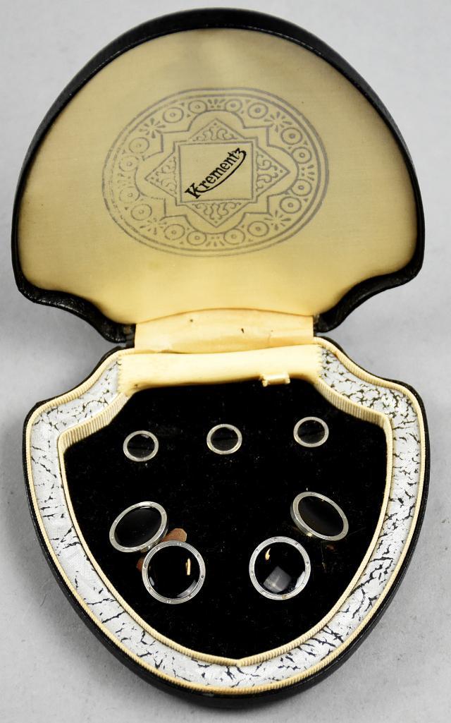 c1930 Krementz Tuxedo Set, Original Box Art Deco (1 of 6)