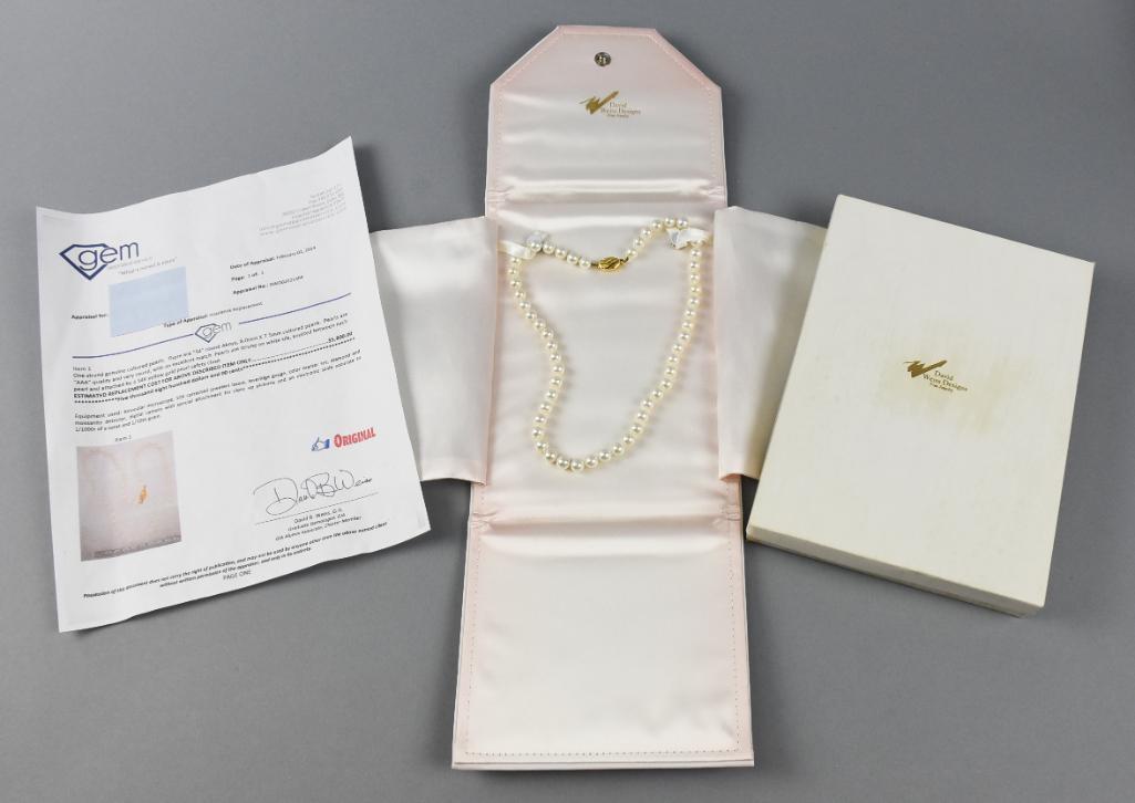 David Weiss Akoya Pearl Necklace, 18K $5,000 Appraisal (1 of 9)