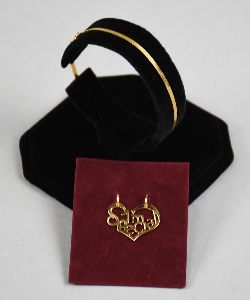 14K Gold Herringbone Bracelet and Charm (1 of 6)