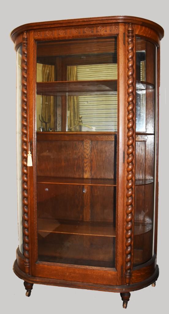 Victorian Solid Oak Display Cabinet (1 of 13)