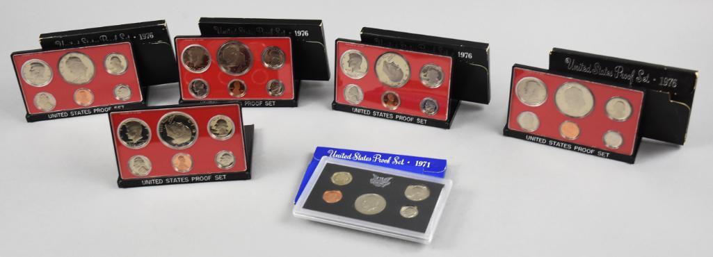(5)1976 US Proof Sets, (1) 1971 Set Uncirculated Coins (1 of 7)