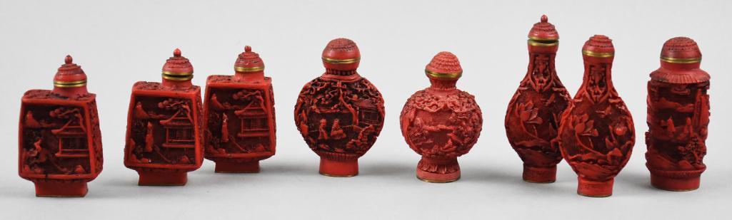 (8) Vintage Cinnabar Style Snuff Bottles (1 of 16)
