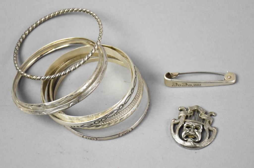 Vintage Misc Sterling Bangles and Brooches (1 of 8)
