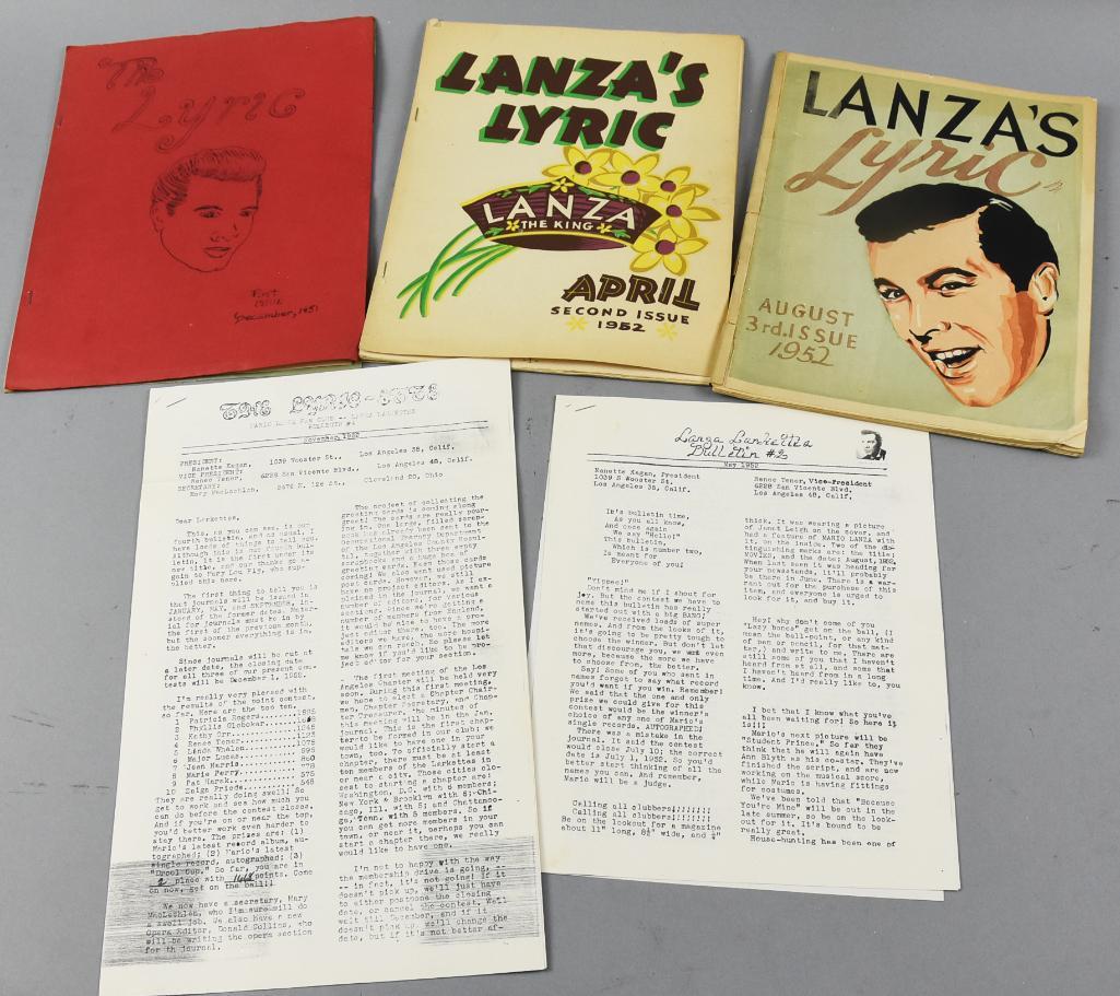 Rare 1951-53 Lanza's Lyric, Mario Lanza Fan Club Books (1 of 8)