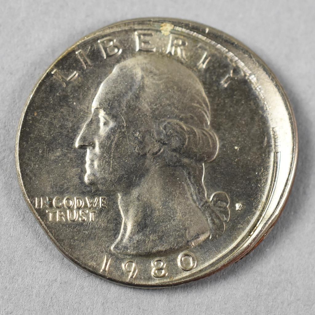 1980 Quarter, Off Center Error Coin: 1980 Quarter, Off Center Error