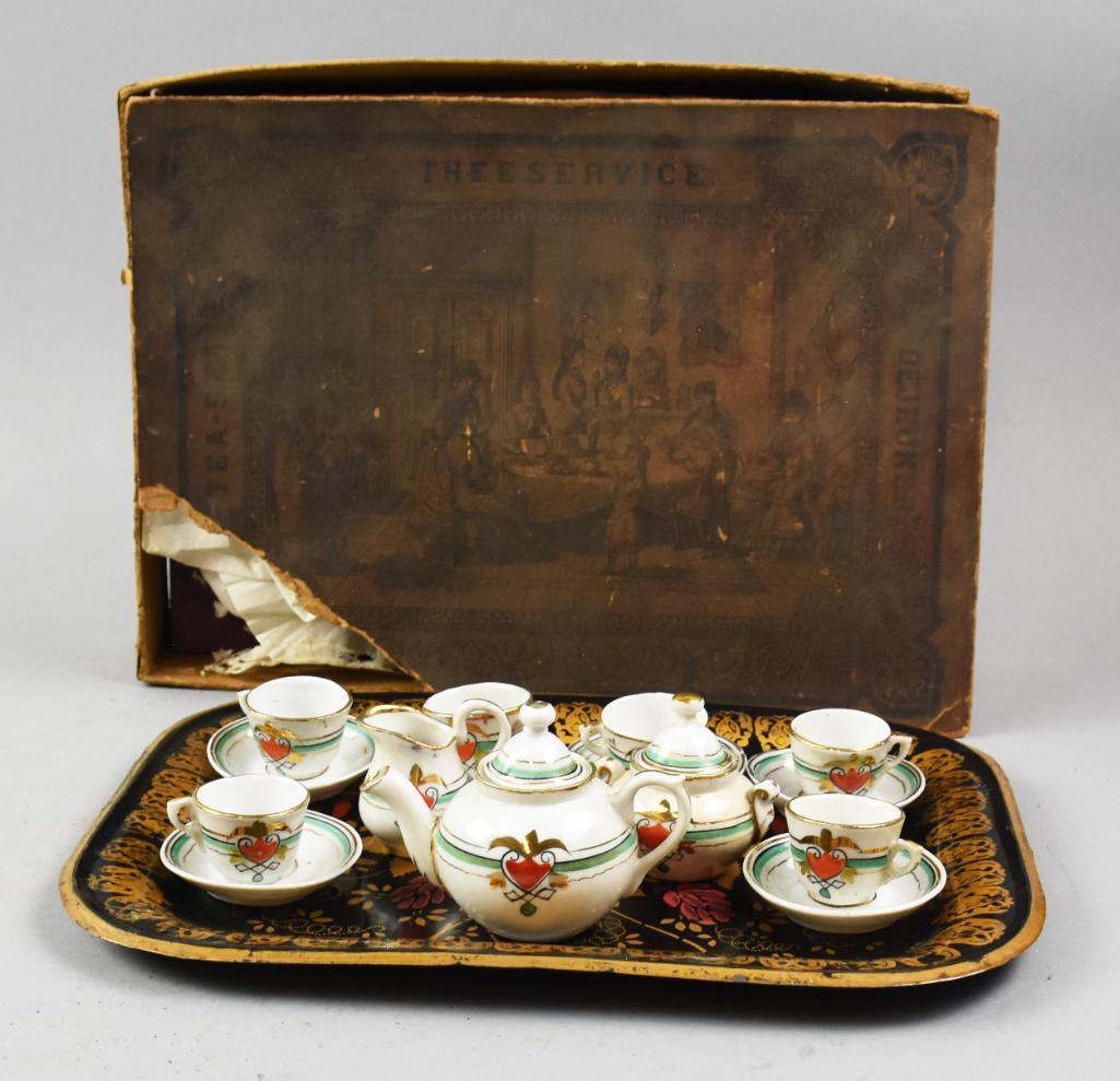 c1890 French De Jeuner Child's Tea Set, Original Box (1 of 7)