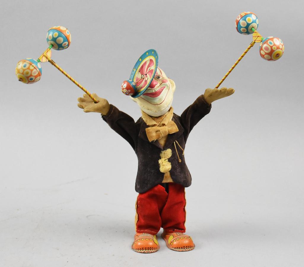 c1950 Alps Japan Tin Litho Juggling Clown (1 of 7)