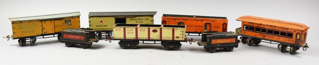 (7) Antique Ives Railway Lines Train Cars (1 of 5)