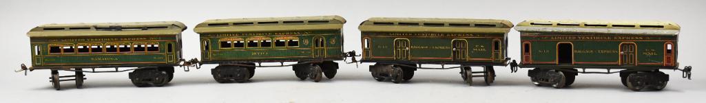 Prewar Ives Limited Vestibule Train Cars, No. 129-131 (1 of 8)