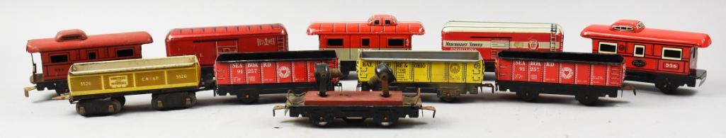 (10) c1940 Marx Mar Lines Tin Litho Train Cars (1 of 5)