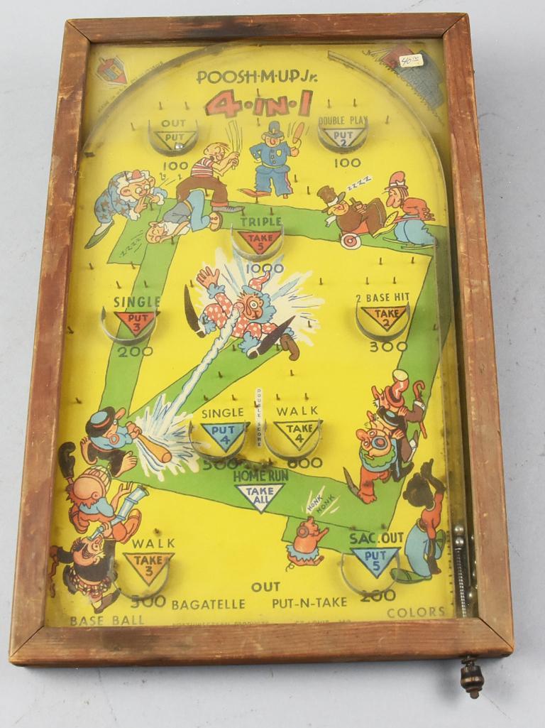 Vintage Poosh M Up Jr Tabletop Baseball Pinball (1 of 7)