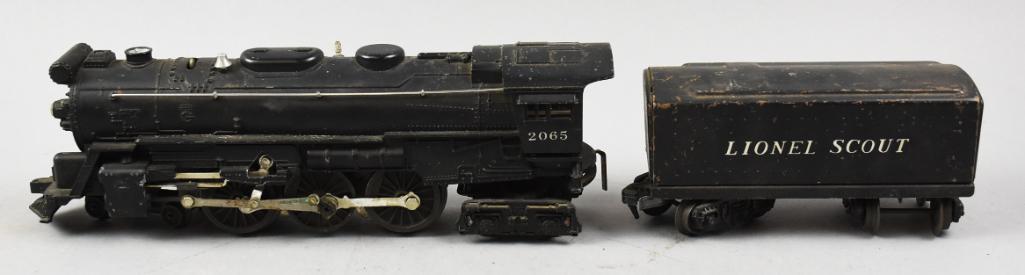 Postwar Lionel No. 2065 Locomotive & Tender: Great looking postwar Lionel locomotive No. 2065 and comes with a Lionel Scout coal tender.