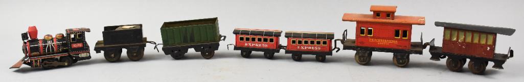 Misc Vintage Japan Tin Litho Locomotive and Train Cars (1 of 7)