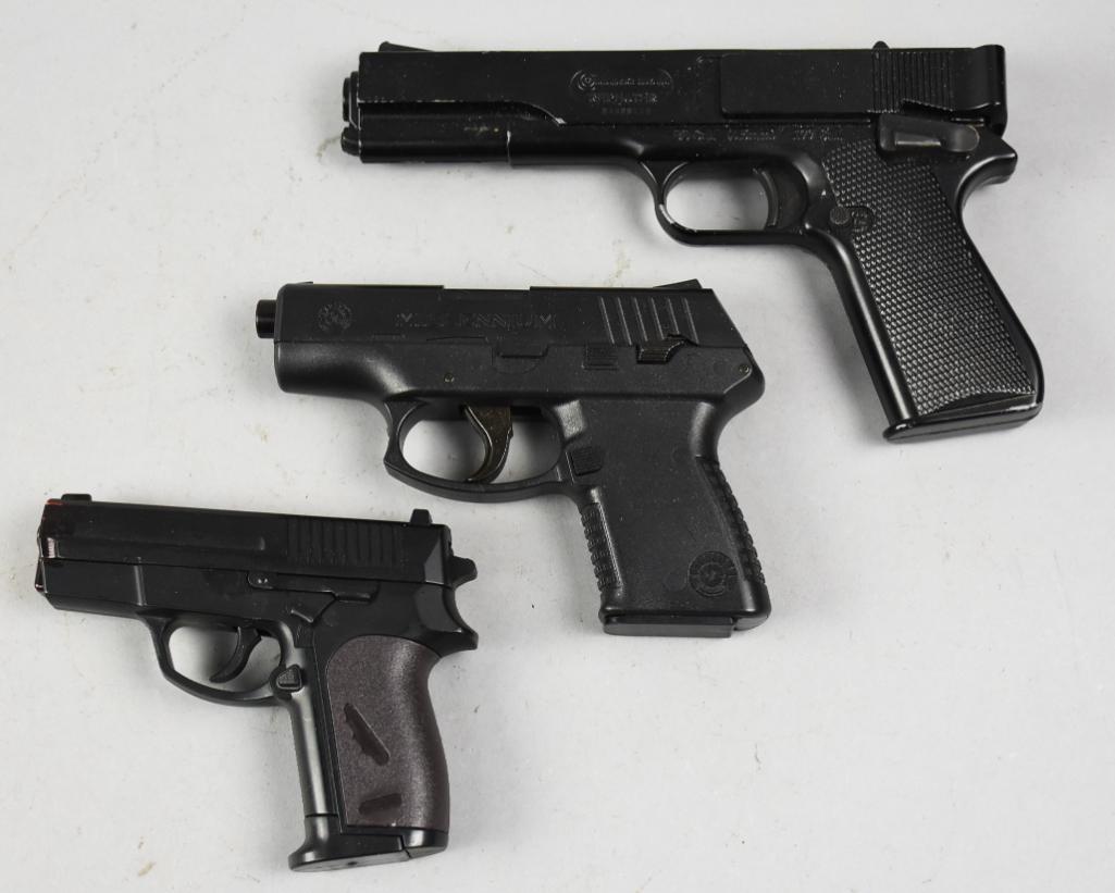 Three Piece Lot BB Guns, Taurus & Marksman: All three of these guns are BB style and are Taurus and Marksman Repeater. The Marksman Repeater states .177The Taurus Millennium states PT 111 and appears to shoot the same shot as the Marksman.The o