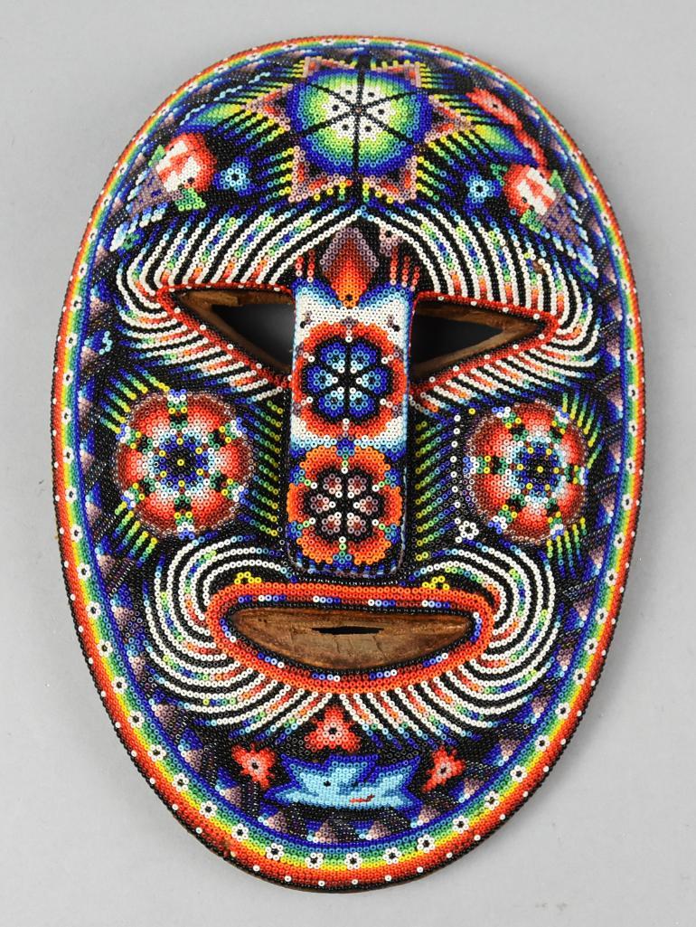Mexican Huichol Tribe Beadwork Mask, Artist Gilberto (1 of 3)