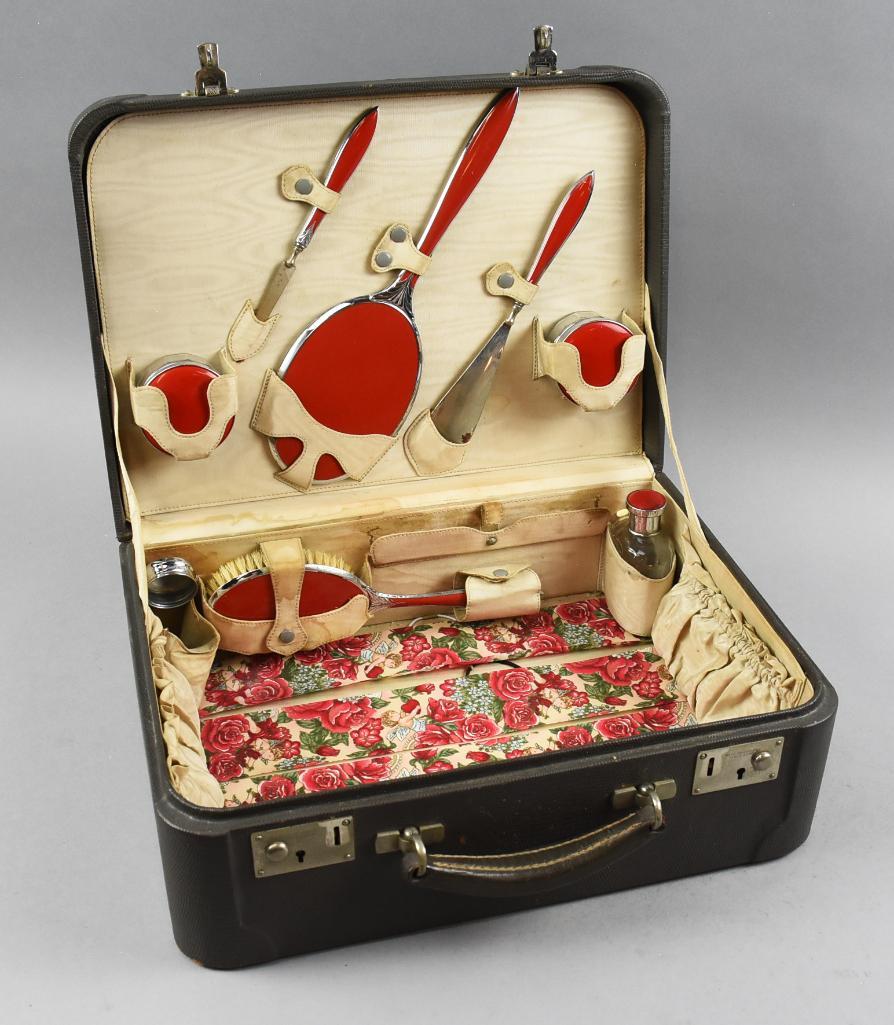 1940s Art Deco Vanity Train Case, Rodak Accessories (1 of 8)