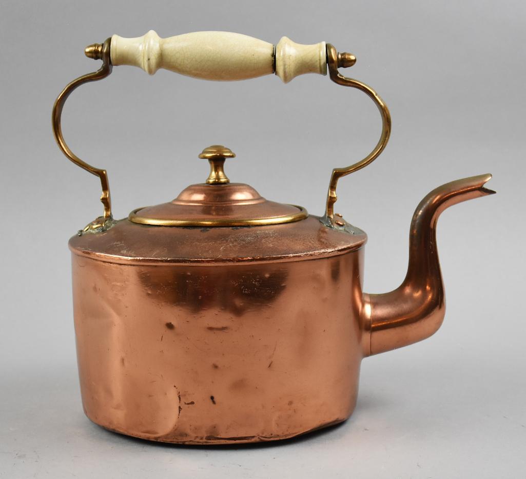 Primitive Antique Copper Hand Crafted Tea Kettle (1 of 11)