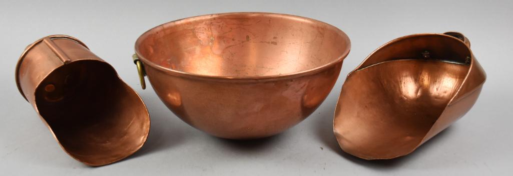 Primitive Antique Copper Scoops & Whisking Bowl (1 of 8)