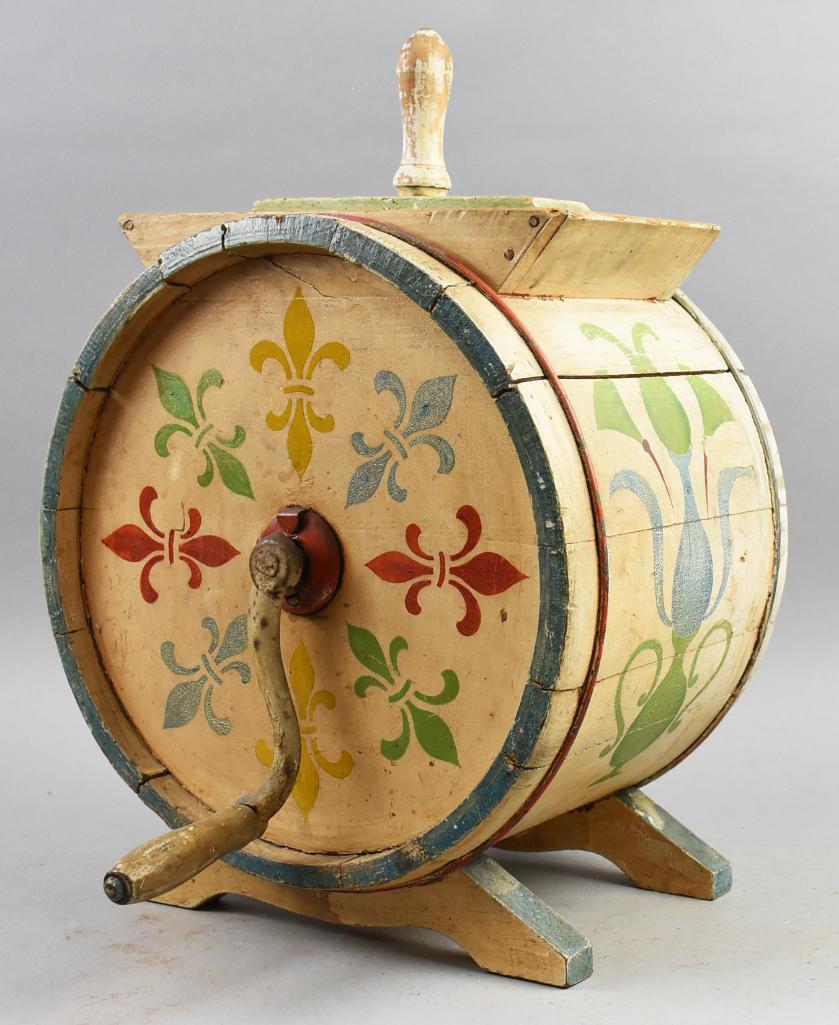 Primitive Folk Art Tabletop Butter Churn, Painted (1 of 11)