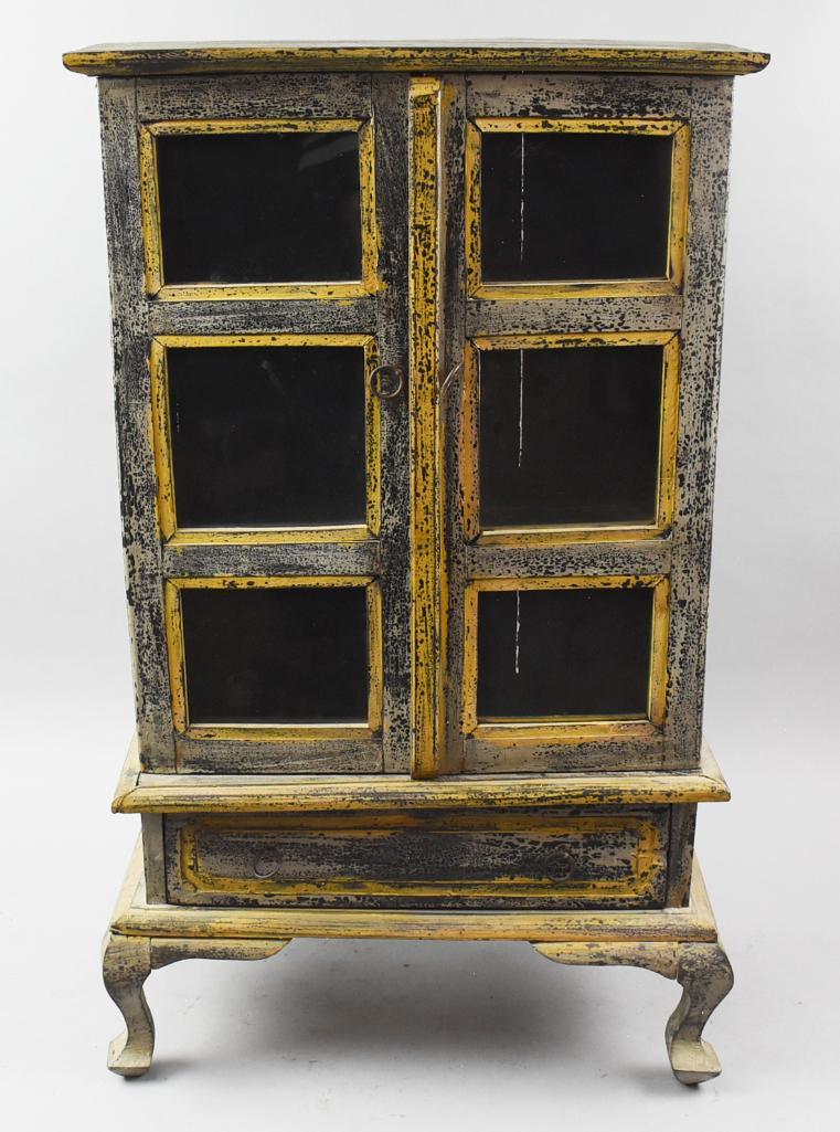 Primitive Antique Shabby Painted Cabinet (1 of 14)