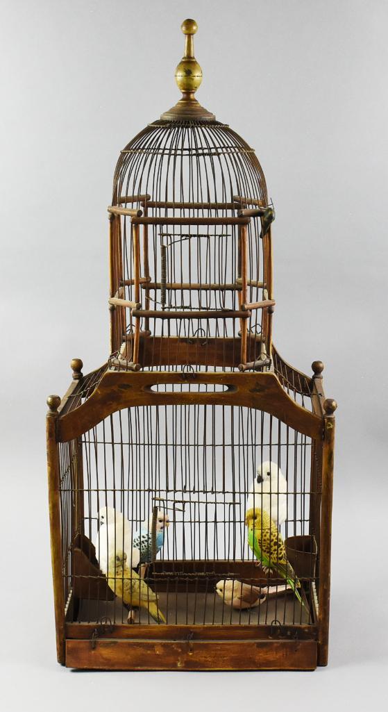 19th C Victorian French Wood and Brass Birdcage (1 of 10)