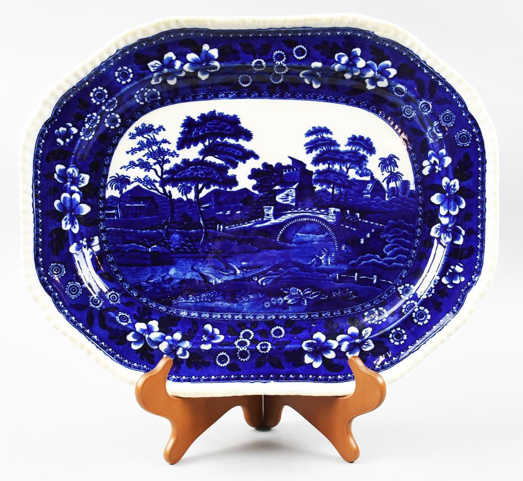 Antique Spode Tower Blue Oval Serving Platter (1 of 5)