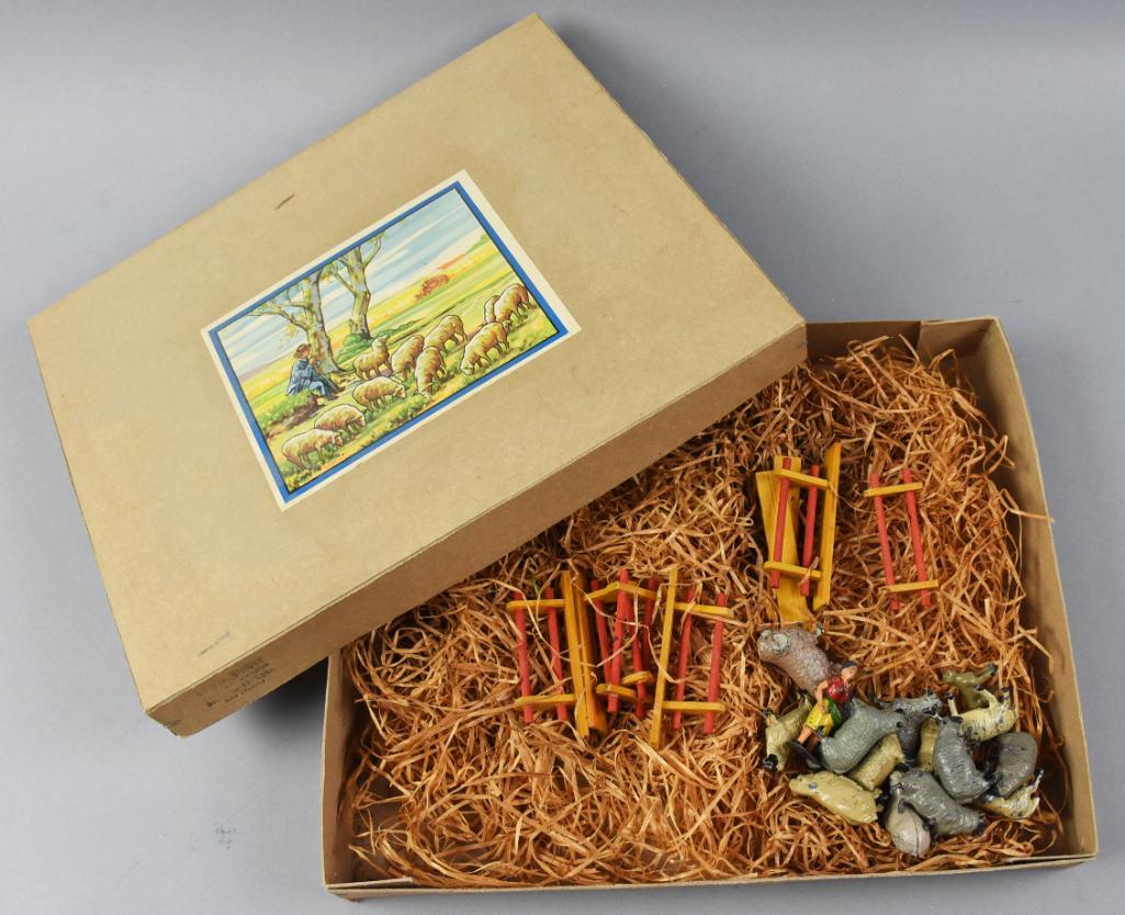 Antique German Sheepherder, Sheep, Original Box (1 of 5)