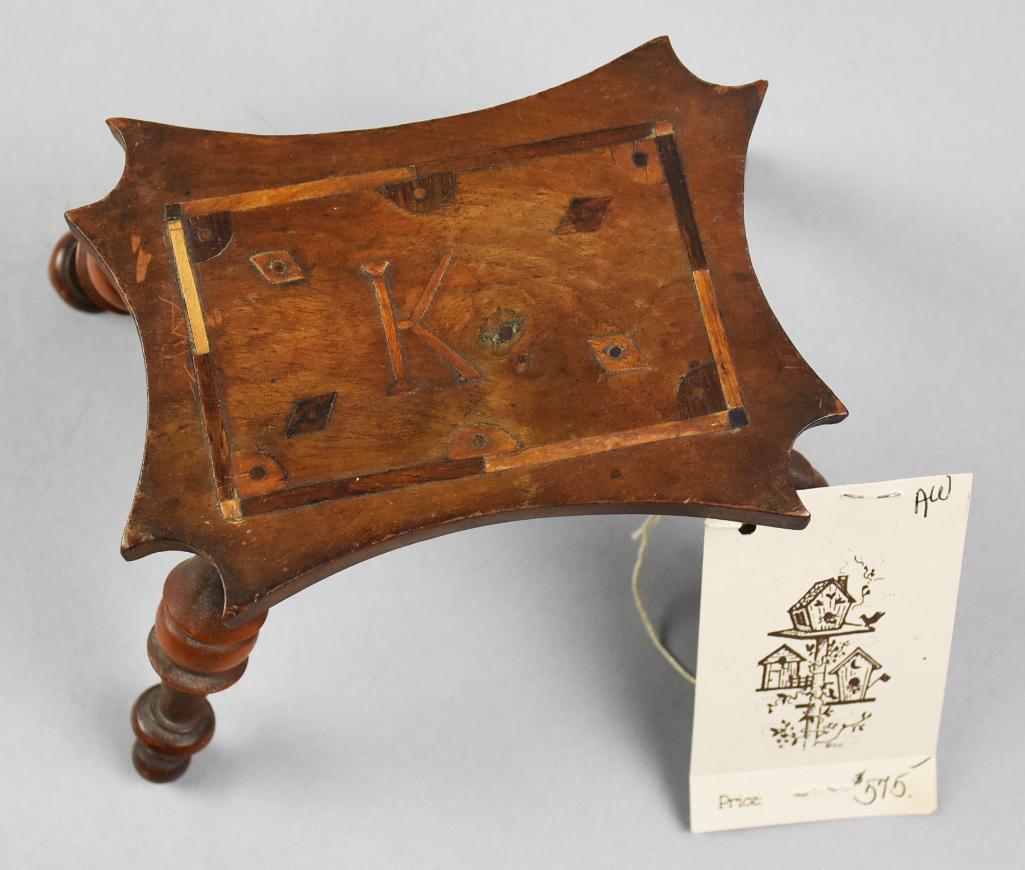 18th C Pennsylvania Miniature Stool w/ Marquetry (1 of 8)