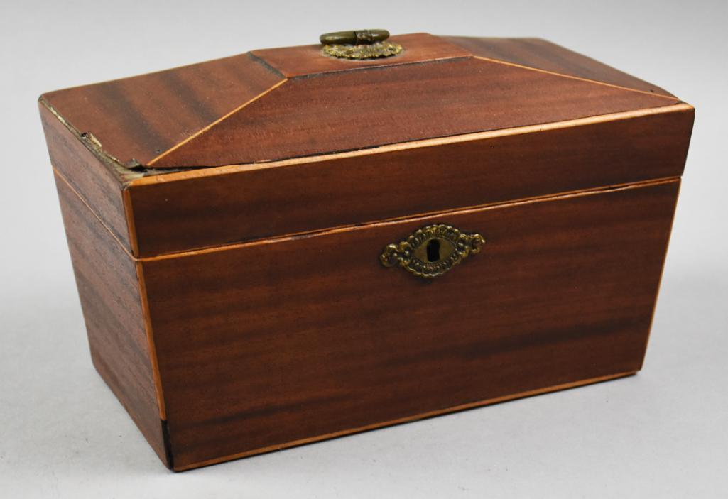 19th C English Veneer Tea Caddy (1 of 9)